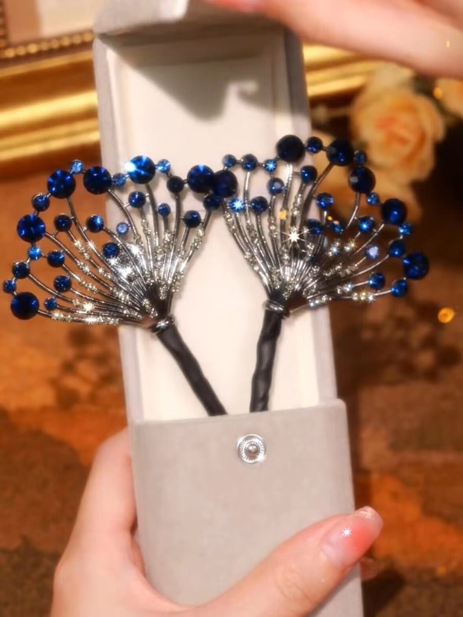 258.Blue Sapphire Feather Hairpin