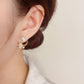 577.Pearl Ginkgo Leaf Earrings