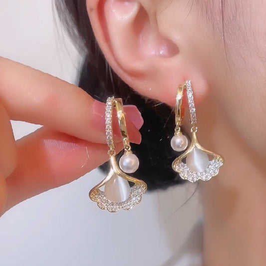 34. Opal Ginkgo Leaf Earrings