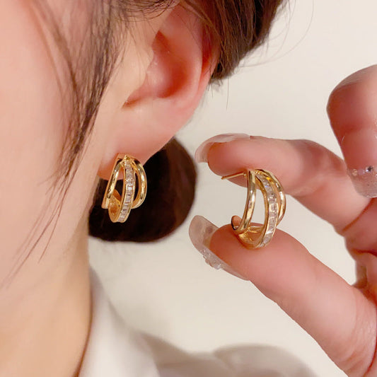 64.Three-layer Minimalist Earrings