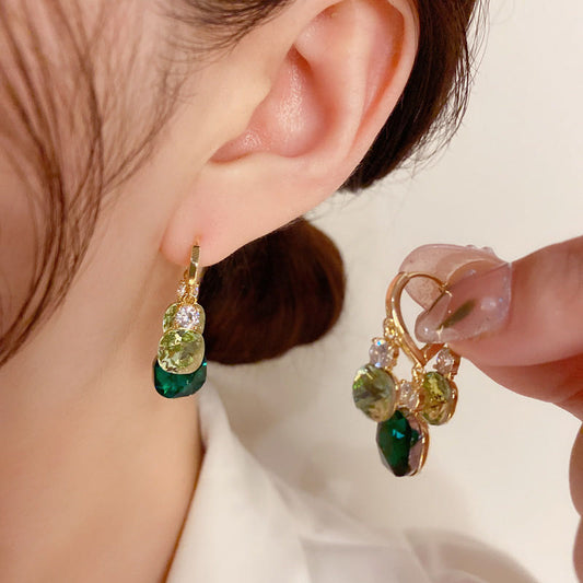 66.Peacock Green Zircon Earrings